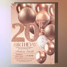 Rose Gold 20. Geburtstag Glam Glitter Ballons