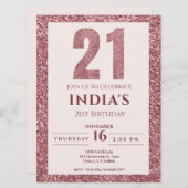 Rose Gold 21. Geburtstag Party Einladung (Vorne/Hinten)