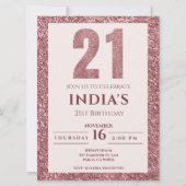 Rose Gold 21. Geburtstag Party Einladung (Vorderseite)