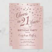 Rose Gold 21. Geburtstag Party Einladung (Vorne/Hinten)