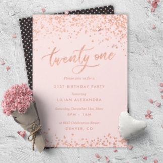 Rose Gold 21. Geburtstag Party Einladung Imitate F