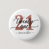 Rose Gold 21st Birthday Button (Vorderseite)