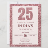 Rose Gold 25. Geburtstag Einladung (Vorderseite)