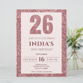 Rose Gold 26. Geburtstag Einladung (Stehend Vorderseite)