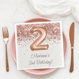 Rose Gold 2. Geburtstag Party Serviette
