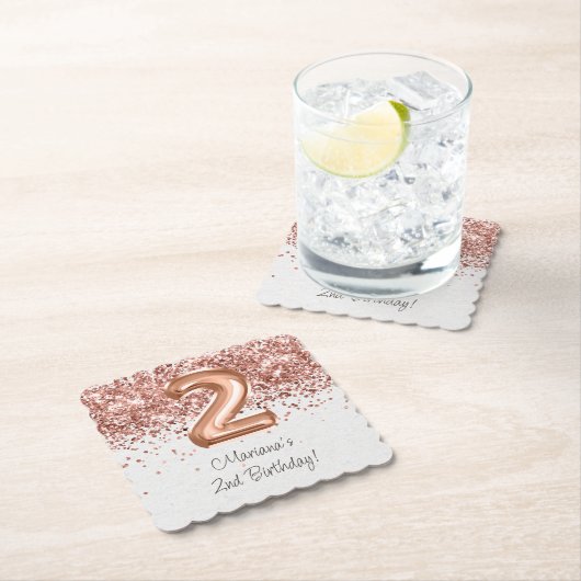 Rose Gold 2. Geburtstag Party Untersetzer (Vor Ort)