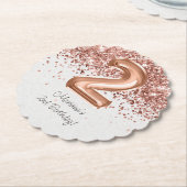 Rose Gold 2. Geburtstag Party Untersetzer (angewinkelt)
