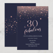 Rose Gold 30. Geburtstag Einladung (Vorne/Hinten)