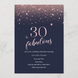 Rose Gold 30. Geburtstag Einladung