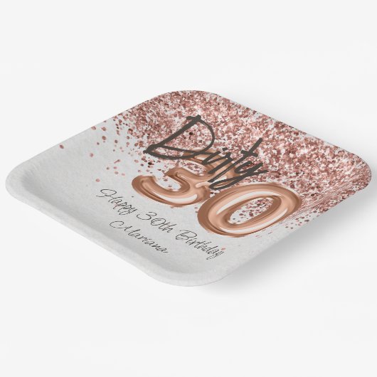 Rose Gold 30. Geburtstag Party Pappteller (Gewinkelt)