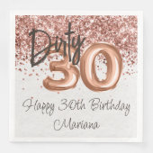 Rose Gold 30. Geburtstag Party Serviette (Vorderseite)