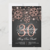 Rose Gold 30. Geburtstag Winter Glitzer Glam Einladung (Vorderseite)