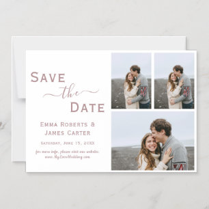 Rose Gold 3 Foto Save the Date Magnet