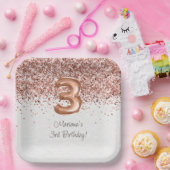 Rose Gold 3. Geburtstag Party Pappteller (Party)