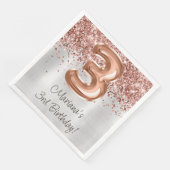 Rose Gold 3. Geburtstag Party Serviette (Ecke)