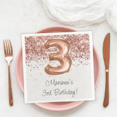 Rose Gold 3. Geburtstag Party Serviette