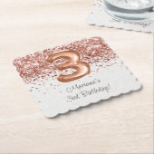 Rose Gold 3. Geburtstag Party Untersetzer (angewinkelt)