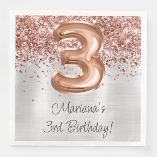 Rose Gold 3. Geburtstagsfeier Serviette