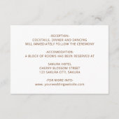 Rose Gold 3D Floral Wedding Details Begleitkarte (Rückseite)