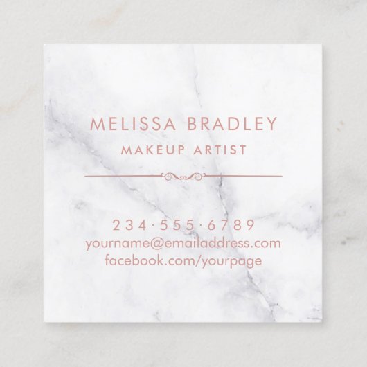 Rose Gold 3D Lippen Marmoraussehen Makeup Artist Quadratische Visitenkarte (Rückseite)