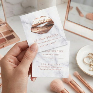 Rose Gold 3D Lippen Marmoraussehen Makeup Artist Quadratische Visitenkarte