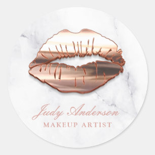 Rose Gold 3D Lippen Marmoraussehen Makeup Artist Runder Aufkleber