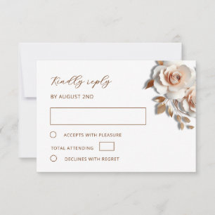 Rose Gold 3D Rosen Hochzeit RSVP Karte