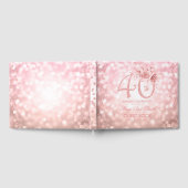 Rose Gold 40. Geburtstag Blumenlampen Gästebuch (Voll)