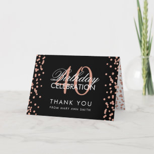Rose Gold 40. Geburtstag Danke Confetti Black