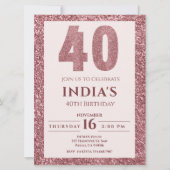 Rose Gold 40. Geburtstag Einladung (Vorderseite)