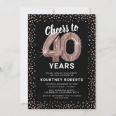 Rose Gold 40. Geburtstag Einladung (Vorderseite)
