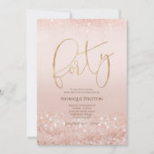 Rose Gold 40. Geburtstag Einladung (Vorderseite)