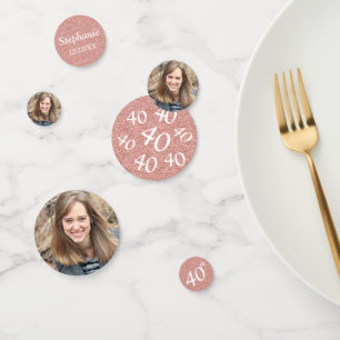Rose Gold 40. Geburtstag Foto Tischdekoration Konfetti