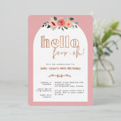 Rose Gold 40. Geburtstag Glam floral Folieneinladung (Stehend vorne)