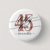 Rose Gold 45th Birthday Button (Vorderseite)
