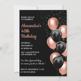 Rose gold 48. Geburtstagsfeier Einladung Balloon B