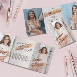 Rose Gold 4 Foto Abschluss Tri-Fold Einladung