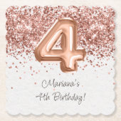 Rose Gold 4. Geburtstag Party Untersetzer (Vorderseite)