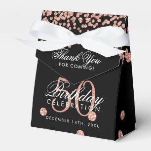 Rose Gold 50. Geburtstag Danke Confetti Black Geschenkschachtel