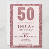 Rose Gold 50. Geburtstag Einladung (Vorderseite)