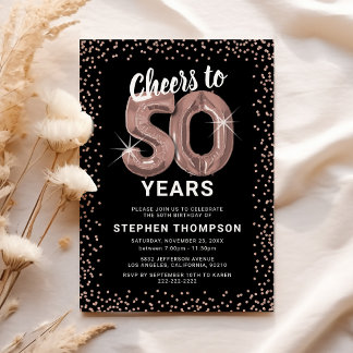 Rose Gold 50. Geburtstag Einladung