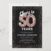 Rose Gold 50. Geburtstag Einladung (Vorderseite)