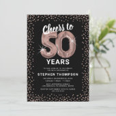 Rose Gold 50. Geburtstag Einladung (Stehend Vorderseite)