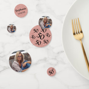 Rose Gold 50. Geburtstag Foto Glitzer Konfetti