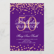 Rose Gold 50. Geburtstag Glitzer Confetti Lila