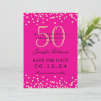 Rose Gold 50 Geburtstag Rett Datum Confetti Hot Pi