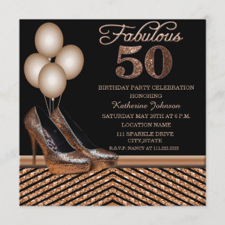 Rose Gold 50. Geburtstagsparty Einladung