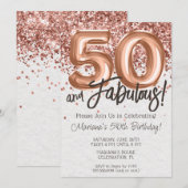 Rose Gold 50. Geburtstagsparty Einladung (Vorne/Hinten)