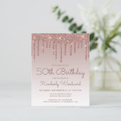 Rose Gold 50. Geburtstagsparty Einladung (Stehend Vorderseite)