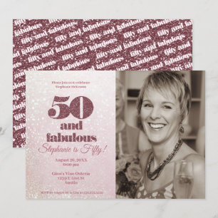 Rose Gold 50 und fabelhafte Elegant Fünfzig Geburt Einladung